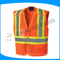 unisex customized orange-red reflective vest with reflective tape